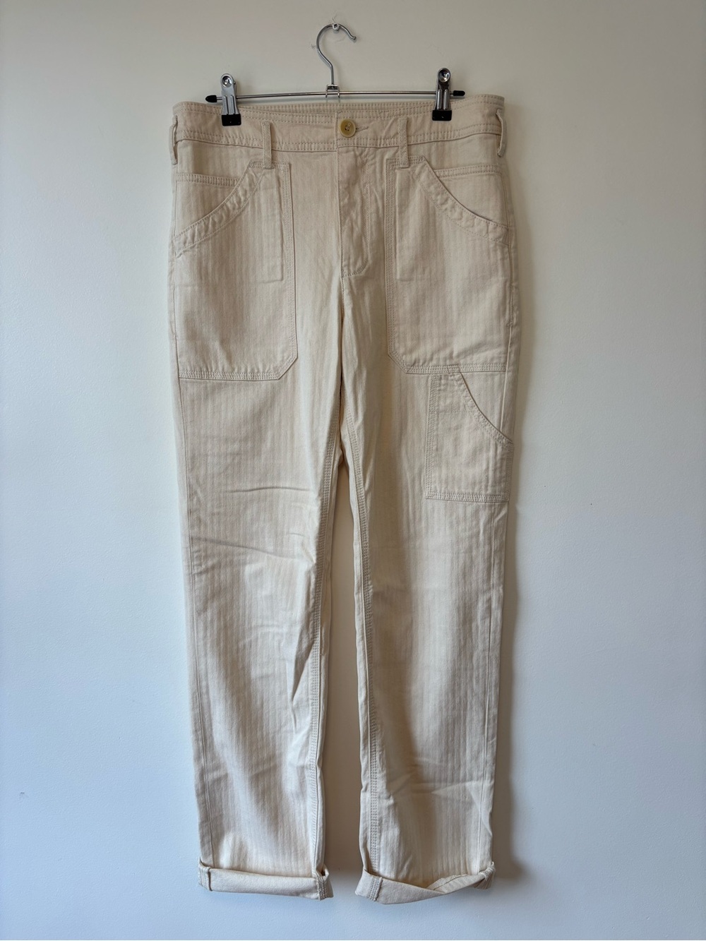 Anthropologie Beige Twill Straight Leg Pants
